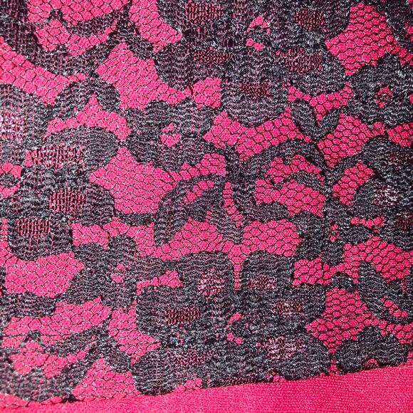 NWT Betsey Johnson Red and Black Lace Fit and Flare Skater Dress-14 - Picture 14 of 16